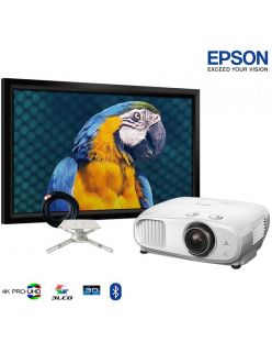 Epson EH-TW7100 4K PRO-UHD HDR Комплект для домашнього кінотеатру  | Екран | Кріплення | Кабель | Театральний пакет