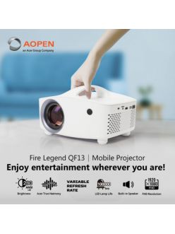 Проєктор Acer  AOpen QF13 FHD, 6000 LED lm, LED, 1.4, WiFi портативний, для домашнього кінотеатру