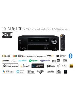 7.2-канальний 8K AV-ресивер для домашнього кінотеатру Onkyo TX-NR5100 | Перевірено Roon | Розумне голосове керування | Bluetooth | Dolby Atmos