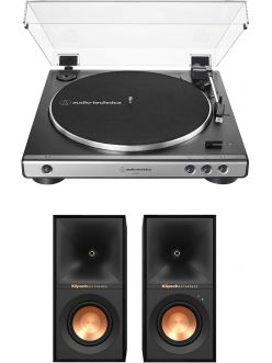 Стерео комплект - Audio-Technica AT-LP60X Bluetooth Вініловий програвач + Klipsch R-40PM Активна бездротова акустика