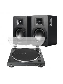 Стерео комплект - Вініловий програвач Audio-Technica AT-LP60XUSB + Активні поличні колонки Audio-Technica AT-SP3X 
