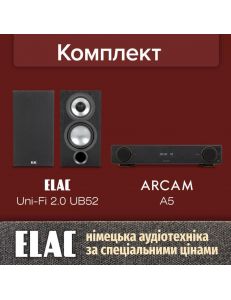 ELAC Uni-Fi 2.0 UB52 Black Ash Vinyl + Arcam A5