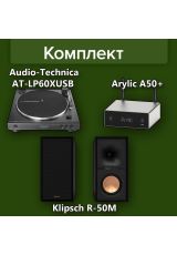 Klipsch R-50M+Audio-Technica AT-LP60XUSB+Arylic A50+