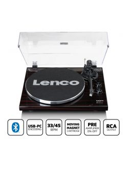 Вініловий програвач Lenco LBT-189WA - Програвач грамплатівок з передачею Bluetooth®, темно-коричневий